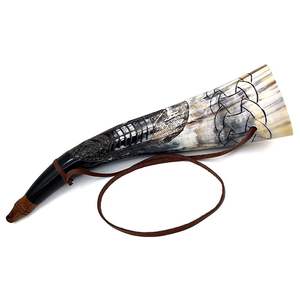 Cuerno de soplado hecho a mano ecológico con correas de cuero Deportes y decoración Estilo Animal Tema - Product Image 4