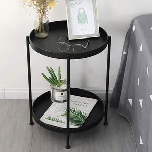 โต๊ะข้างโลหะ2ชั้นพร้อมถาดถอดออกได้โต๊ะกาแฟกันน้ำสำหรับโซฟาห้องนอนระเบียงหรือสำนักงาน - Product Image 5