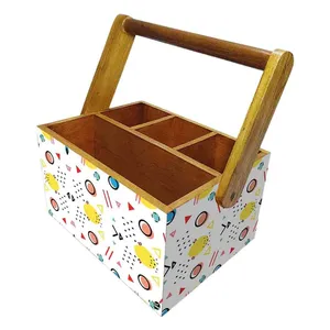 Modern Style Printed Style <b>Wooden</b> Cutlery Holder for Cutlery and Utensils Holder New <b>Wooden</b> Cutlery in New Style Woden <b>Caddy</b> - Product Image 4