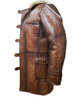Silo Sports SS-MSLC-04 Herren Brauner Shearling-Ledermantel - Hochwertig 50% Federfüllung Atmungsaktiv Beschichtet für Täglichen Gebrauch
