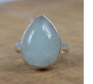 Bague en forme de poire aigue-marine naturelle en argent sterling 925 faite à la main bijoux en pierres précieuses élégantes pierre de naissance de mars cadeau de Noël - Product Image 4