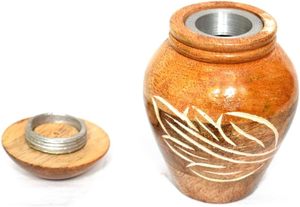 Urna de cremación de madera hecha a mano, urna decorativa conmemorativa diseñada con Árbol de coco con tapa para cenizas de adultos, urna de diseñador funerario - Product Image 4