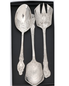 Juego de Cubiertos de Lujo con Relieve, Juego de Cubiertos de Acero Inoxidable Plateado de 3 Piezas con la Más Alta Calidad a Precio Económico al por Mayor - Product Image 2