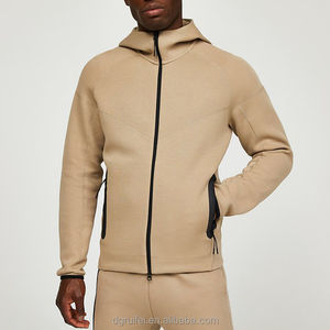 ชุดวอร์มผู้ชายผ้าโพลีเอสเตอร์/คอตตอน 2 in 1 แบบมีซิปและฮู้ด น้ำหนักเบา สำหรับฤดูใบไม้ร่วง รับสกรีนโลโก้ - Product Image 1