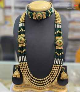 JOYERÍA DE COBRE TRADICIONAL Y DE MODA INDIA CONJUNTO DE JOYERÍA DE BODA NOVIA PARA MUJER CONJUNTO DE PENDIENTES Y COLLAR - Product Image 1