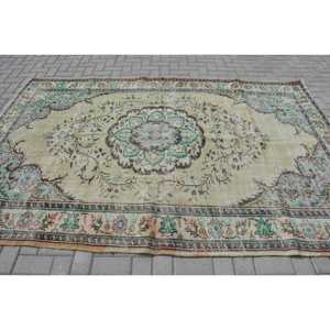 Alfombra Vintage, Alfombra Grande de 6.1x9.2 pies, Alfombra de Lana Verde Marrón - Product Image 3