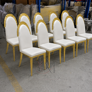 Gold Open Keyhole Back Stainless Steel Event <b>Chair</b> with White Cushion for Wedding and Hotel Banquets Wholesale Seating - Product Image 2