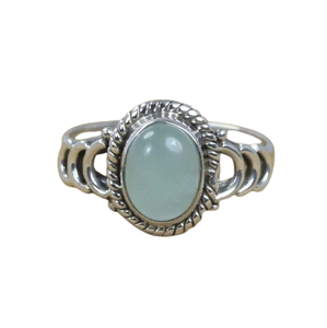 แหวนพลอยคาลซิโดนีสีน้ำสำหรับเด็กผู้หญิงแหวนพลอย925เงินสเตอร์ลิงสุดหรูแหวนแฮนด์เมดเครื่องประดับ925แสตมป์เงินสเตอร์ลิง - Product Image 1