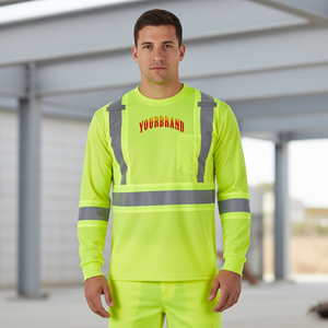 Chemise de sécurité réfléchissante pour homme personnalisée, haute visibilité, certifiée ANSI Classe 2 EN ISO 20471, LED clignotante, imperméable, polyester, logo personnalisé - Product Image 4