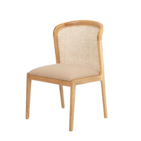Chaise de salle à manger en teck massif et rotin avec siège rembourré doux et dossier incurvé, écologique, durable, moderne, pour appartement