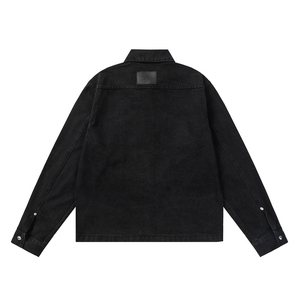 แจ็กเก็ตผ้ายีนส์ของผู้ชายเสื้อแจ็กเก็ตยีนส์กระดุมแบบลำลองออกแบบโลโก้ได้ตามต้องการ - Product Image 4