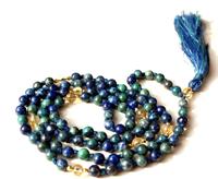 Collier de perles Mala en chrysocolle naturelle 6 mm, 108 pierres, cristal de guérison, ethnique, pour prière hindoue, cadeau spirituel