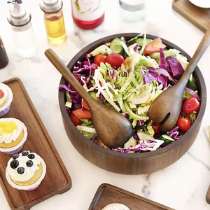 Tazón de masa de madera para servir ensalada de Acacia natural de Crescent Crafts - Product Image 3