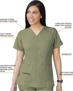 Ensembles de gommage en tissu ultra doux Médecin Infirmière Hôpital Médical Joggers chirurgicaux Top à col en V Logo personnalisé Vente en gros Uniformes en coton - Product Image 4