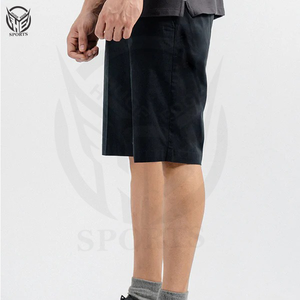 Shorts de sport pour homme en molleton 100% coton respirant, longueur genou, taille élastique, tricot uni, taille mi-haute, écologiques, séchage rapide - Product Image 2