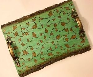 Elegantes bandejas Meena para servicio de cocina Boda Comedor Bandeja de servicio de madera real con impresión de logotipo Perfecto para exhibir y servir - Product Image 3