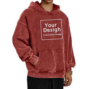 Sudaderas con capucha extragrandes para hombre, jersey para mujer, Otoño, lavado ácido, liso, Preppy, sudadera con capucha, ropa de calle, algodón, Vintage - Product Image 3