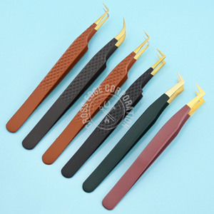 New Arrival Fiber Tip Eyelash Extension Tweezer 90 degree Boot Volume Moon Curve Isolation Pointed Lash <b>Tool</b> - Product Image 5