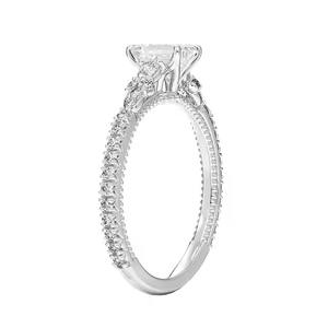 Bague solitaire Moissanite en argent sterling S925 pour le désherbage Bague en diamant Moissanite taille émeraude Placage Fiançailles - Product Image 3