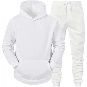 Thermal 2 Piece <b>White</b> Sets Hoodie and Sweatpants <b>Jogger</b> Sets Winter Fleece Apparel Sportswear Training and Jogging Tracksuits - Product Image 1