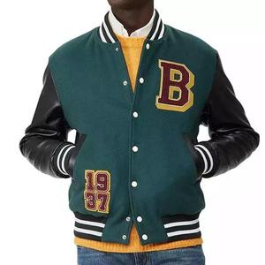 Custom Wool Varsity <b>Jackets</b> with Leather Sleeves-Stand Collar & Front Logo Quick Dry Customizable for <b>Men</b> and Women - Product Image 5
