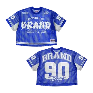 Premium Quality Mesh Boxy crop Jersey T-shirt for men Custom Brand Name Mesh jersey set cropped fit oversized t shirts