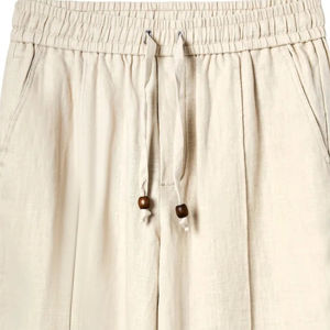 Pantalones de salón de lino de uso diario para hombre al por mayor ajuste holgado relajado con un pantalón con cordón oculto para hombre - Product Image 4