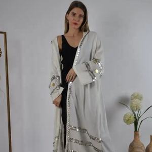 New Arrival Summer Abaya Hooded with Coins Embroidery Dress Abaya Islamic <b>Kaftan</b> Dress - Product Image 1