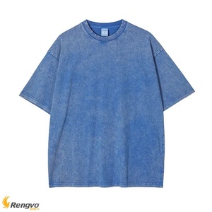 T-Shirt Vintage Haute Surdimensionné 100% Coton Personnalisé Lavage à l'Acide Impression Goutte D'épaule Brodé Technique Formelle Blanc Uni Tissé - Product Image 4