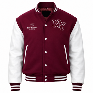 Custom Varsity <b>Jacket</b> for <b>Men</b> Women Personalized Letterman <b>Jacket</b> Premium Fleece and PU <b>Leather</b> Sleeves Embroidered Team School - Product Image 1