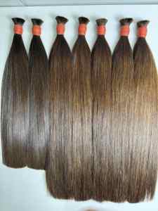 Extensions de cheveux humains vietnamiens Remy en vrac de différentes couleurs personnalisées prix bon marché paquets de cheveux vierges droits perruques matière première - Product Image 4