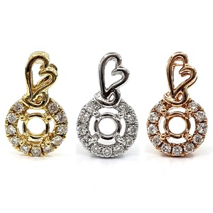 Pendentif semi-monté en or blanc massif 18 carats de haute qualité avec diamant véritable taille brillant en forme de cœur pour femmes, finition brillante de qualité supérieure - Product Image 4