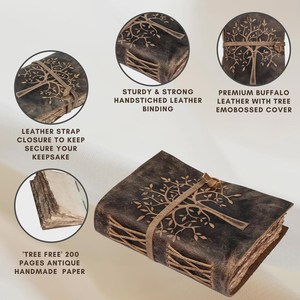 New Era Celtic Tree Life Vintage Antique Leather Hardcover <b>Diaries</b> Journals 100 Sheets Sewing Binding Deckle Edge Paper Gift - Product Image 2