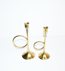 Bougeoirs coniques en métal Vlack de mariage, bougeoir en métal en acier, support doré, ensemble de 3 bougeoirs haute utilisation de mariage - Product Image 4
