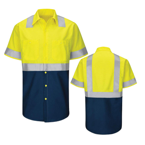 High Visibility Reflective Safety <b>Work</b> Shirt ANSI ISEA Certified <b>Waterproof</b> Breathable Polyester Construction Uniform Wholesale - Product Image 1
