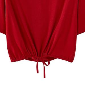 Lo último 2023, nuevo diseño, camisetas para mujer, cuello redondo, camisetas casuales de algodón de manga corta lisas, Top corto para mujer, cintura elástica - Product Image 5