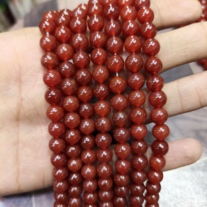 สร้อยคอเงินแท้ประดับลูกปัดออนิกซ์สีแดงธรรมชาติขนาด 8 มม. สีแดงเข้ม สร้อยคอหินป้องกัน ของขวัญงานแต่งงาน เครื่องประดับทำมือ - Product Image 1