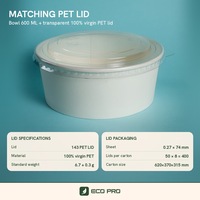 Bol en papier blanc à paroi simple de 600 ml, récipient alimentaire en kraft, gobelet jetable, impression flexographique pour salade, fruits, soupe, poke