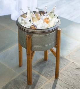 Juego de 3 macetas galvanizadas para interiores con soportes de madera para decoración de jardín, sala de estar, pasillo, macetas y macetas - Product Image 3