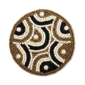Luxury Glass Beaded Decorative Handmade Beaded Round <b>Gold</b> <b>Coaster</b> Perfect for Dining Table decor for unique hotel <b>coasters</b> - Product Image 2
