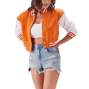Crop Varsity bóng chày áo khoác cho người lớn Phụ nữ mùa đông thời trang dạo phố tùy chỉnh in kỹ thuật chế biến thô - Product Image 1