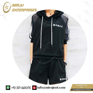 Novedad de verano, trajes de pantalón deportivos holgados de manga corta con capucha para la edad, conjunto informal transpirable de dos piezas, ropa de mujer - Product Image 3