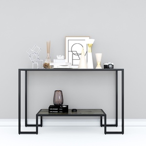 2-Tier Reclaimed Wood <b>Console</b> <b>Table</b> Minimalist Design Brown Oak Entry & Living Room Decor Hotel & Villa Use - Product Image 2