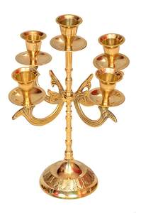 Venta caliente soporte de vela de latón soporte de Pilar acabado dorado para decoración interior del hogar otros candelabros linternas tarros de velas - Product Image 3