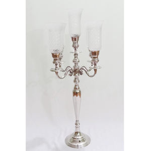Centro de mesa niquelado candelabro Candelabro niquelado 5 brazos plata aspecto Premium Estilo Vintage clásico candelabro - Product Image 1