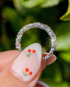 1,50 Ct en forma de pera diamante oro completo eternidad banda para mujeres elegante delicado apilable pera corte Moissanite anillo nupcial - Product Image 3