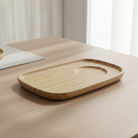 Plateau de service en bois 203018-22X14, léger, en contreplaqué, résistant au lave-vaisselle, forme ovale, surface laquée, thé de Taïwan - Meilleure vente