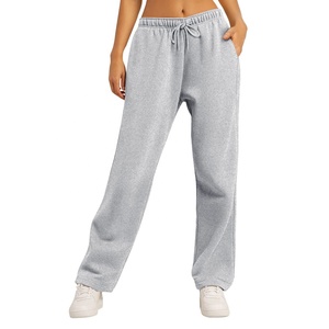 Pantalons de jogging d'hiver pour femmes de haute qualité, poids lourd, couleurs personnalisées, devant plat, coupe régulière, logo personnalisé, pantalon de survêtement à jambes larges - Product Image 4