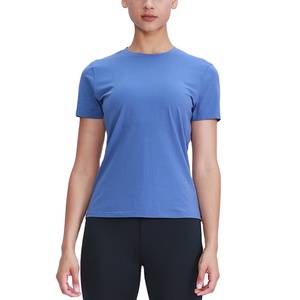 Vente en gros 100% T-shirts pour femmes noirs respirants à manches courtes en coton sérigraphie personnalisable vêtements de sport d'été - Product Image 2
