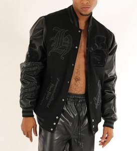 Chaqueta universitaria personalizada directamente de fábrica, chaqueta de béisbol con letras, chaqueta de baloncesto Unisex de calidad superior de lana y cuero - Product Image 3